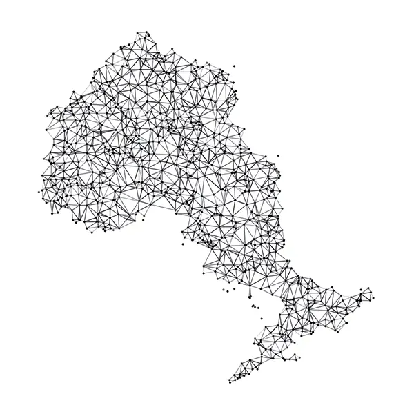 Ontario Map Network in Black And White
